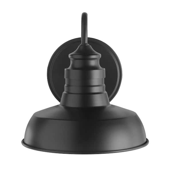 Elmcroft 7.63 in. 1-Light Matte Black Farmhouse Wall Sconce with Metal Shade