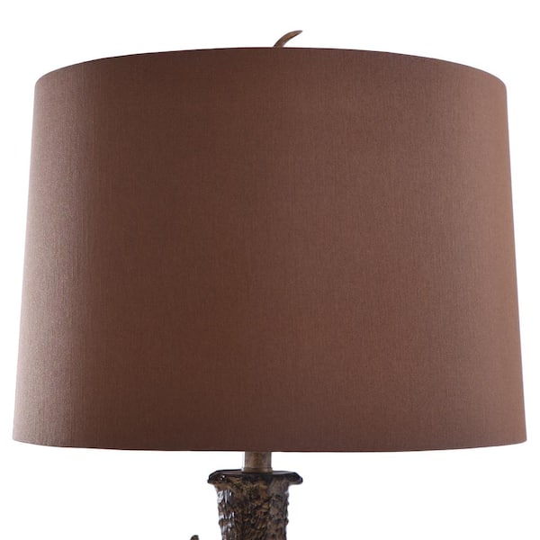 Dalton 32 in. Dark Brown Table Lamp with Chocolate Hardback Fabric Shade