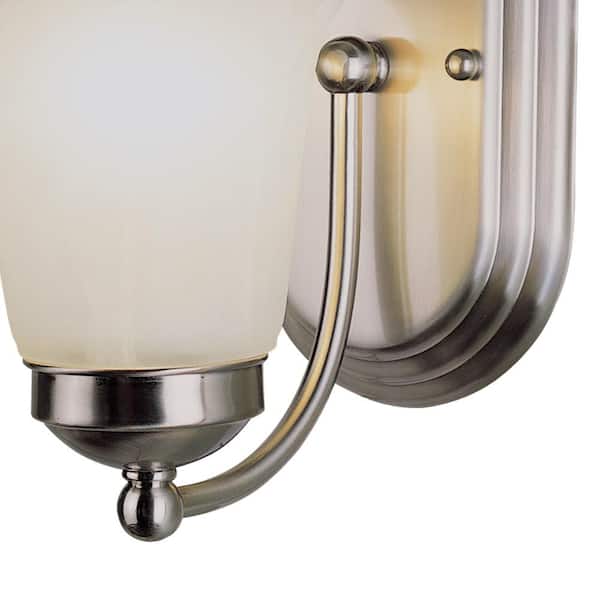 Cabernet Collection 1-Light Brushed Nickel Wall Sconce Light Fixture with White Marbleized Shade