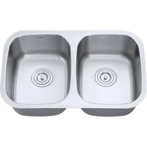 50/50 Undermount 16-Gauge Stainless Steel 29 in. Double Bowl Kitchen Sink