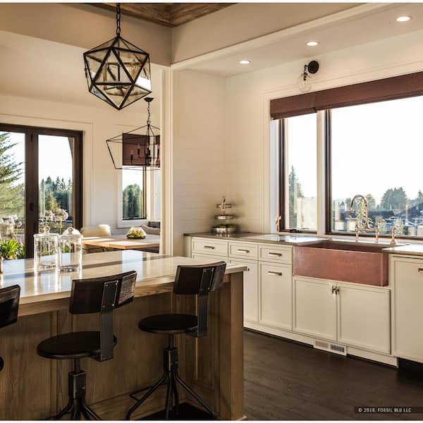 Luxury Medium Patina 12-Gauge Copper 33 in. Single Bowl Farmhouse Apron Kitchen Sink with Accs and Flat Front