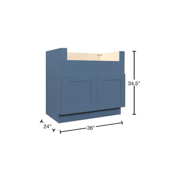 Lancaster Blue Plywood Shaker Stock Assembled Farm Sink Base Kitchen Cabinet 36 in. W x 24 in. D x 34.5 in. H