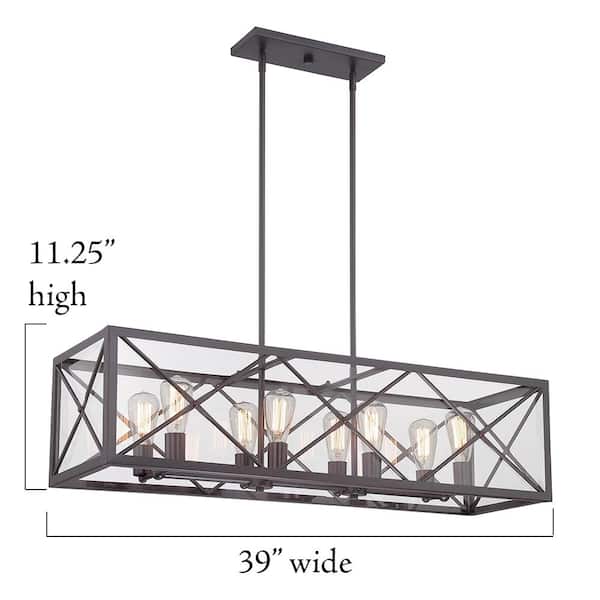 High Line 60-Watt 8-Light Satin Bronze Pendant with Clear Glass Shade