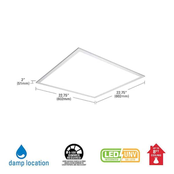 2 ft. x 2 ft. White Integrated LED Flat Panel Troffer Light Fixture at 4200 Lumens, 4000K, Dimmable