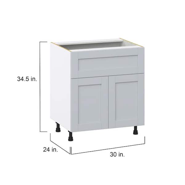 Cumberland Light Gray Shaker Assembled Base Kitchen Cabinet with a Drawer (30 in. W x 34.5 in. H x 24 in. D)