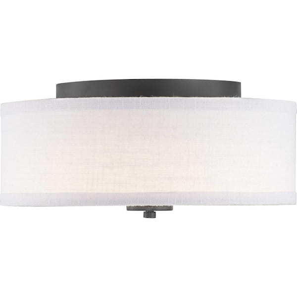 Inspire Collection Graphite Integrated LED Transitional Kitchen Ceiling Light Drum Flush Mount
