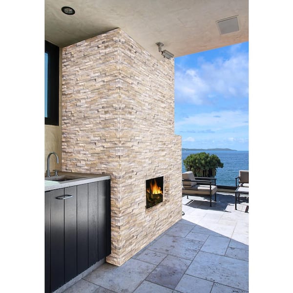 Arctic Golden Splitface Ledger Panel 6 in. x 24 in. Quartzite Wall Tile (6 sq. ft. / case)