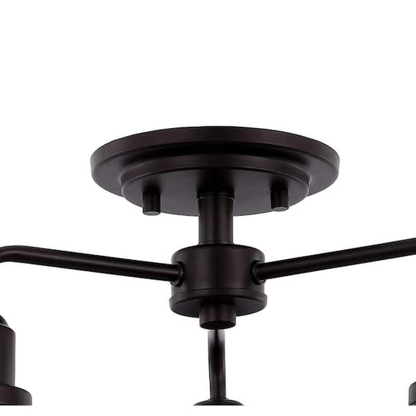 Calvin 18.5 in. 3-Light Iron Industrial Farmhouse LED Oil Rubbed Bronze Semi-Flush Mount Ceiling Light