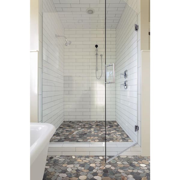 Sliced Pebble Tile River Grey 11-1/4 in. x 11-1/4 in. x 9.5 mm Mesh-Mounted Mosaic Tile (9.61 sq. ft. / case)