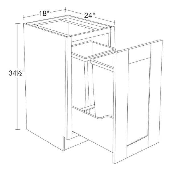 Washington Vesper White Plywood Shaker Assembled Trash Can Kitchen Cabinet 2 Can FH 18 W in. 24 D in. 34.5 in. H