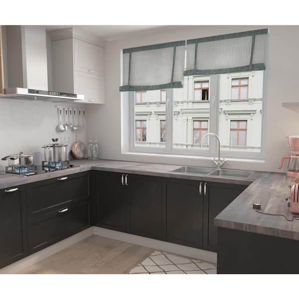 6 ft. L x 25.5 in. D, Acacia Butcher Block Standard Countertop in Dusk Grey with Square Edge