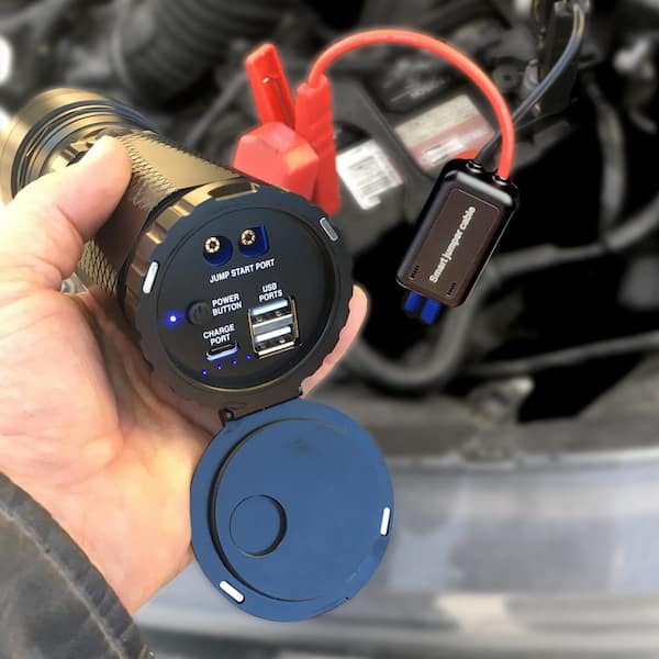 8000 Lumen Rechargeable Flashlight with 10000 mAH Jump Starter and Power Bank