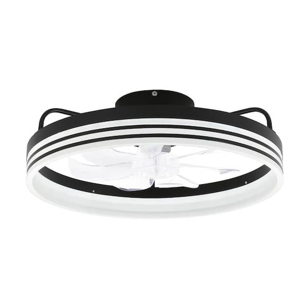 20 in. LED Indoor Flush Mount Black Low Profile Reversible Ceiling Fan with Dimmable Light and Smart App Remote Control