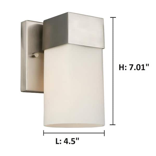 Ciara Springs 4.5 in. W x 7.01 in. H 1-Light Brushed Nickel Wall Sconce with White Glass Shade