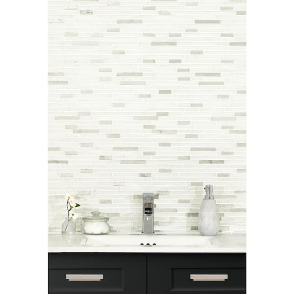 Lucid Sky Interlocking 11.81 in. x 12 in. Textured Glass Metal Look Wall Tile (19.6 sq. ft./Case)