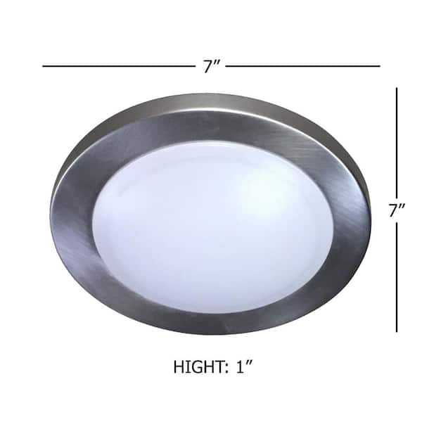 7 in. 1-Light Brushed Nickel LED Flush Mount