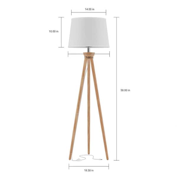 58 in. Natural Oak Floor Lamp with Shade