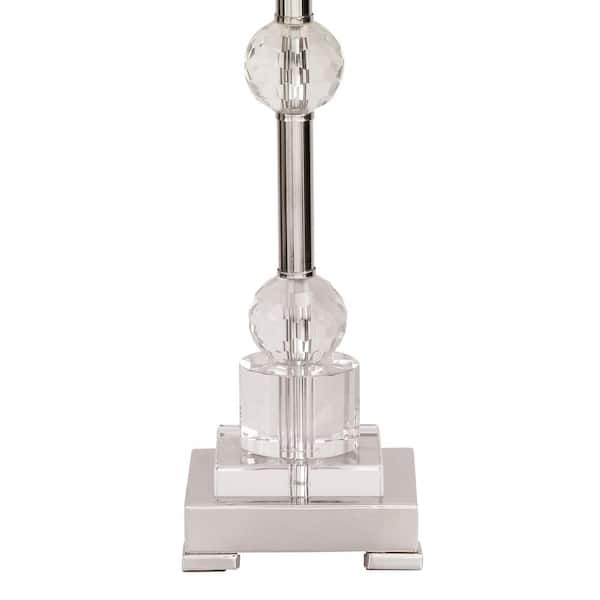 30 in. Silver Glass Task and Reading Table Lamp with Crystal Embellishments