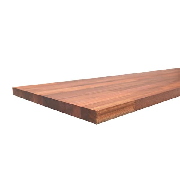 6 ft. L x 25 in. D Unfinished Sapele Solid Wood Butcher Block Countertop With Eased Edge