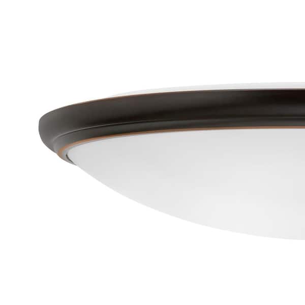 14 in. Light Brushed Nickel and Oil-Rubbed Bronze Adjustable CCT Integrated LED Flush Mount with Interchangeable Trim