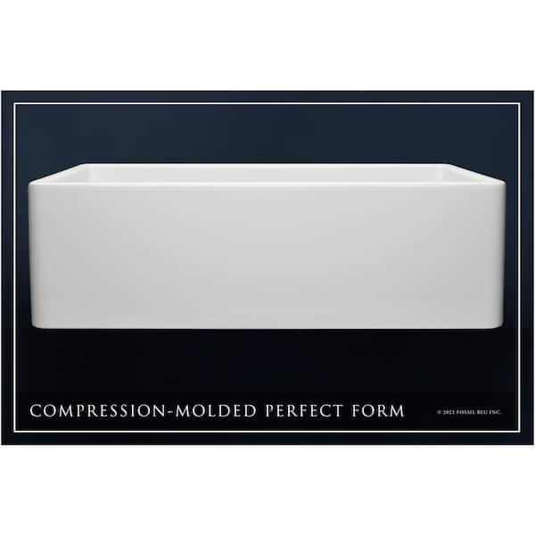 Luxury White Solid Fireclay 33 in. Single Bowl Farmhouse Apron Kitchen Sink with Polished Nickel Accs and Flat Front