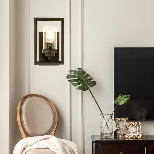 Houston 1-Light Antique Black Dimmable Candle Wall Light (Set of 2)