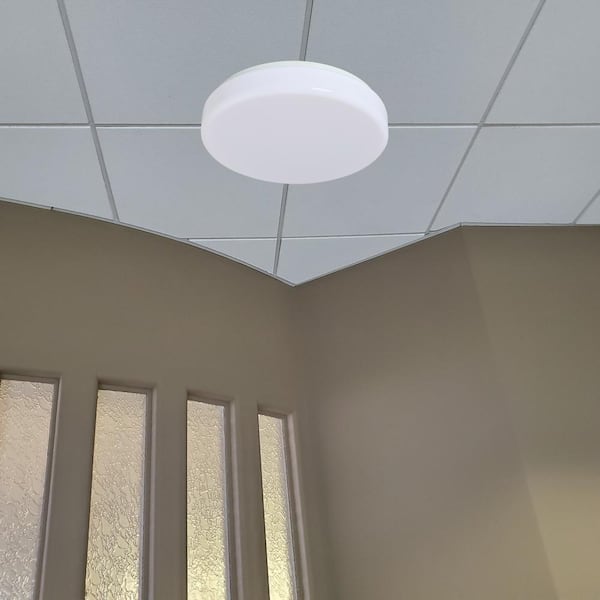 Drum 11 in. 1-Light White LED Flush Mount Ceiling Fixture 3000K