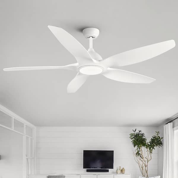 60 in. Integrated LED Indoor Matte White Ceiling Fan with Light Kit and Remote