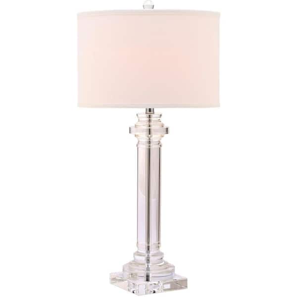 Nina 30 in. Clear Crystal Column Table Lamp with White Shade