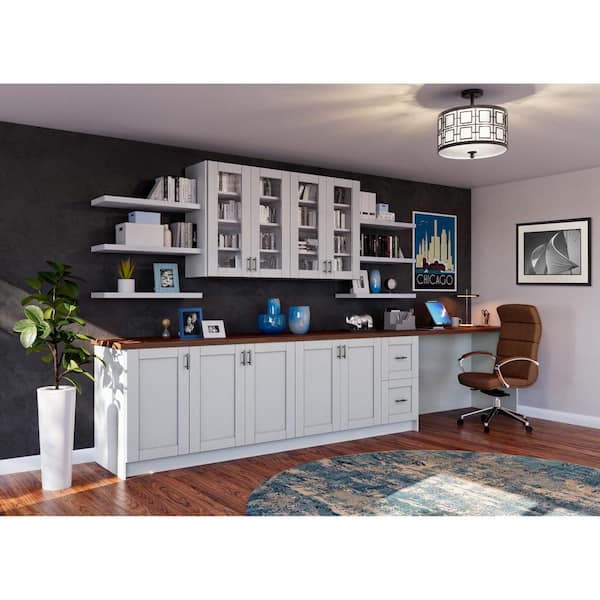 Cumberland Light Gray Shaker Assembled Base Kitchen Cabinet with 2 Drawers (18 in. W x 34.5 in. H x 24 in. D)