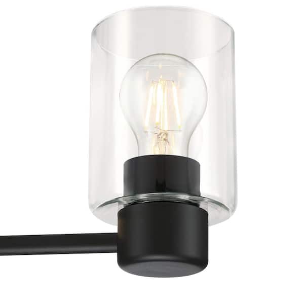 Sylvestre 3-Lights Matte Black Chandelier with Clear Glass
