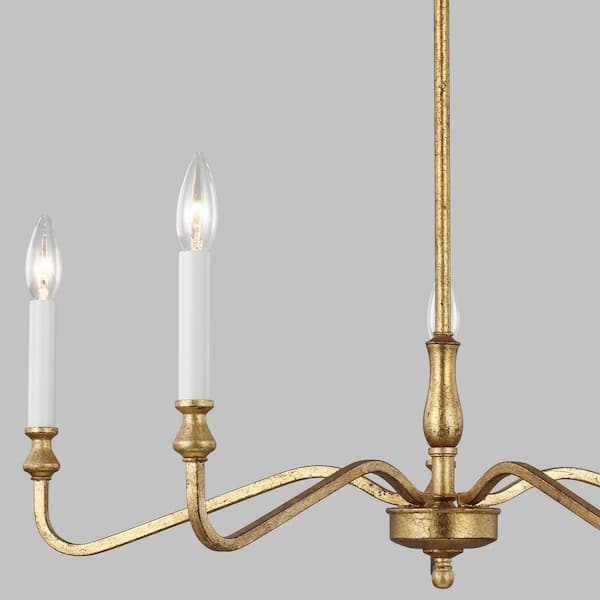 Lanne 5-Light Antique Gild Classic Traditional Hanging Candlestick Chandelier
