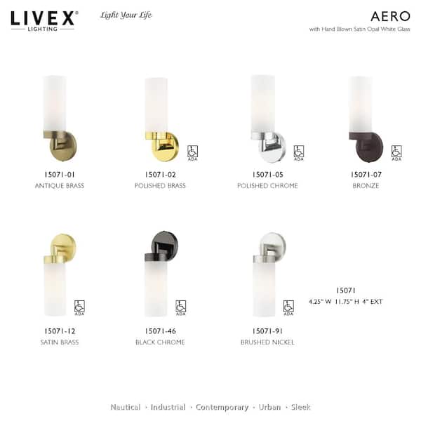 Aero 1 Light Brushed Nickel ADA Wall Sconce