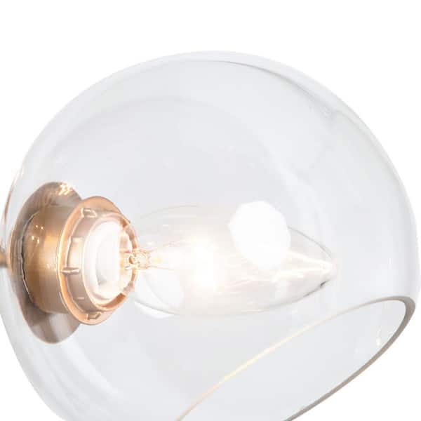 Modern Gold Dining Room Chandelier, Bubble 31.5 in. 6-Light Farmhouse Sputnik Bedroom Chandelier with Clear Glass Shades