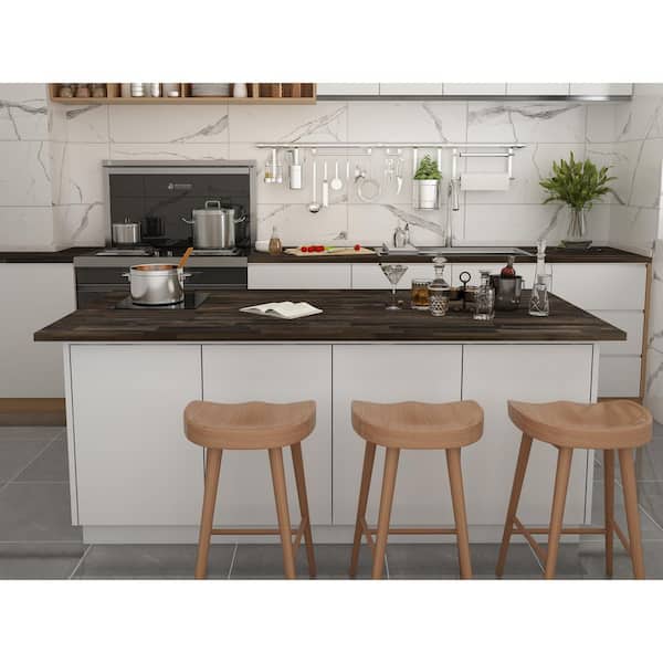 8 ft. L x 25.5 in. D, Acacia Butcher Block Standard Countertop in Espresso with Square Edge