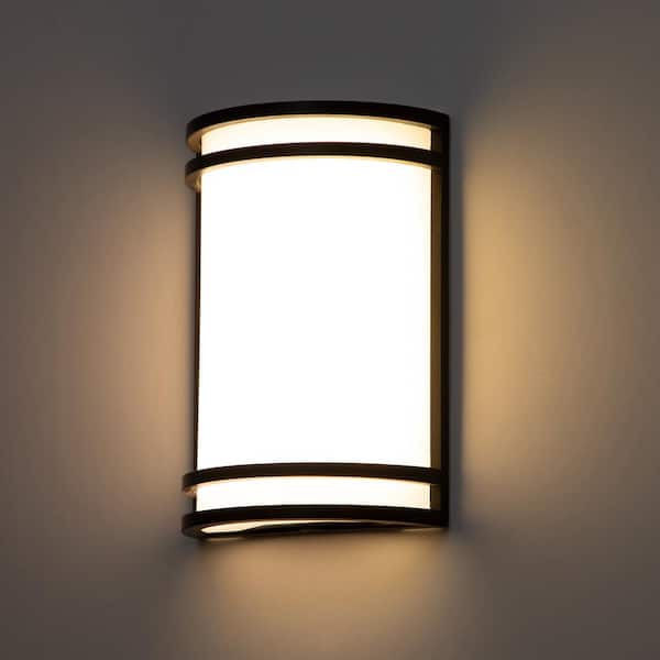 1-Light Oil-Rubbed Bronze Dimmable 15-Watt LED Wall Light with Acrylic Shade