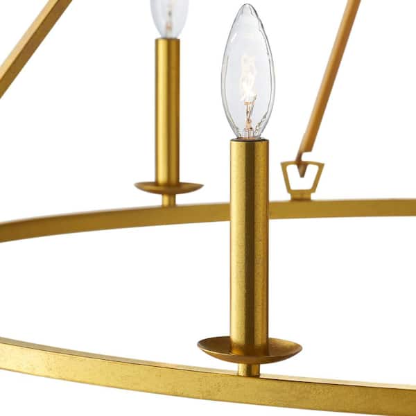 12-Light 40 in. Distressed Gold Wagon Wheel Chandelier