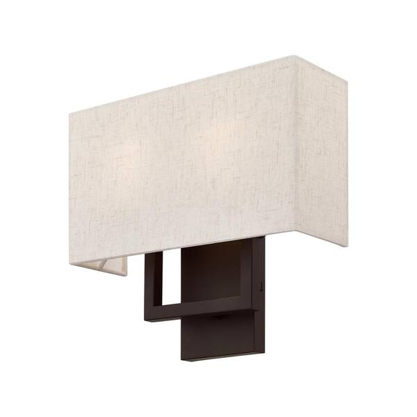 Pritchard 4.375 in. Bronze ADA Sconce with Hand Crafted Oatmeal Fabric Shade