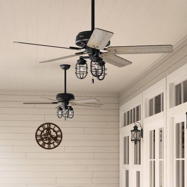 Port Isabel 52 in. LED Indoor/Outdoor Matte Black Ceiling Fan with Light Kit
