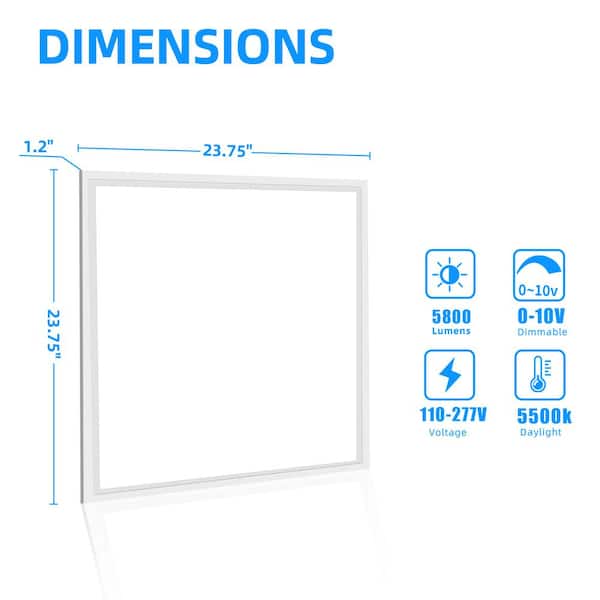 2 ft. x 2 ft. 5800 Lumens Integrated LED Panel Light 5000K White Led Flat Panel light 2-Pack)