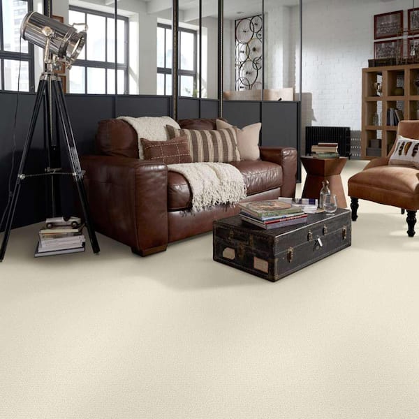 Dublin - Ivory Paper - Beige 39.3 oz. Nylon Loop Installed Carpet