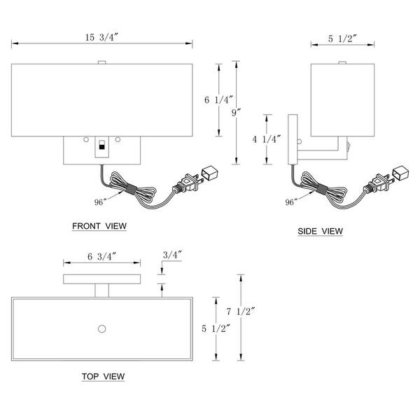 2-Light Oil-Rubbed Bronze Finish Hardwired and Plug in Wall Sconce with Linen Shade