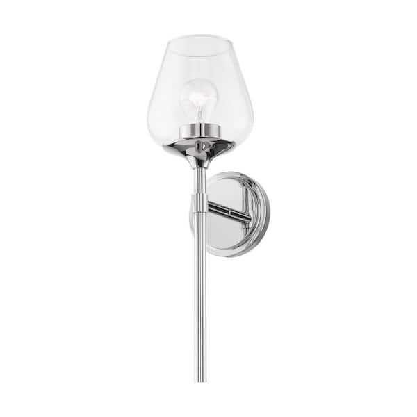 Willow 1-Light Polished Chrome Wall Sconce with Clear Glass