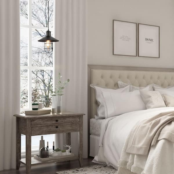 Modern Industrial 1-Light Black Pendant with 10.2 in. W Clear Glass Shade Metal Wire Cage Shade Barn Ceiling Chandelier