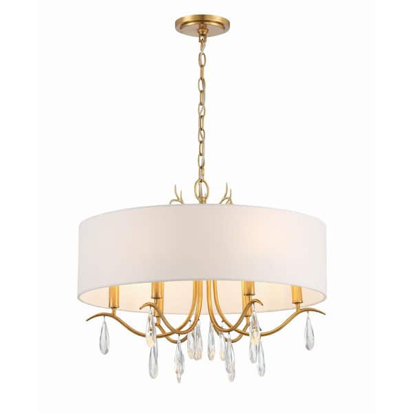Rollins 6-Light Antique Gold Chandelier with Silk Shade
