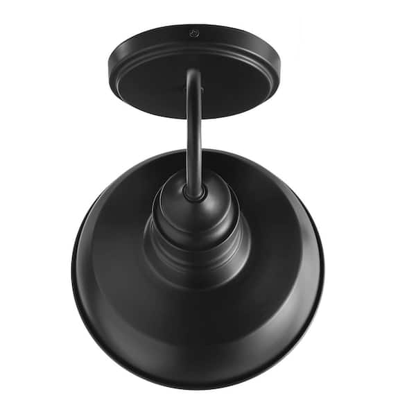 Elmcroft 7.63 in. 1-Light Matte Black Farmhouse Wall Sconce with Metal Shade