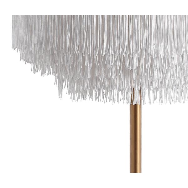 Coco 27.5 in. Gold/White Fringed/Metal LED Table Lamp