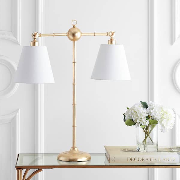 Ruth 2-Light 31 in. Gold Leaf Library Metal LED Table Lamp