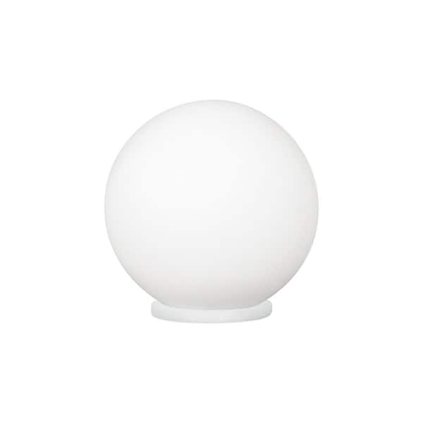 Rondo 7.88 in. W x 8.25 in. H White Table Lamp with Frosted Opal Glass Shade