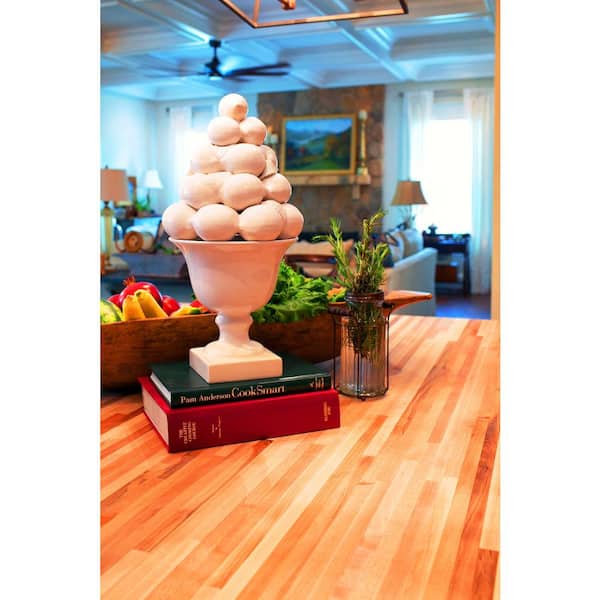 6 ft. L x 36 in. D Unfinished Cherry Solid Wood Butcher Block Island Countertop With Square Edge